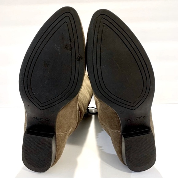 ALDO | Suede Leather Knee High Cuffed Boots Taupe Size 6.5 - Picture 14 of 15